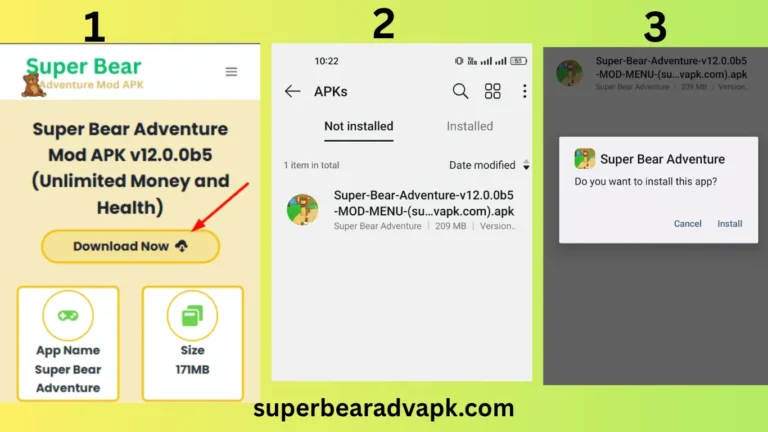 Super Bear Adventure Mod APK v12.0.2 (Unlimited Money and Health, Unlocked All) Installation process of super bear adventure mod apk step 1