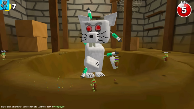 key features of super bear adventure 3D platform game fight with enemy